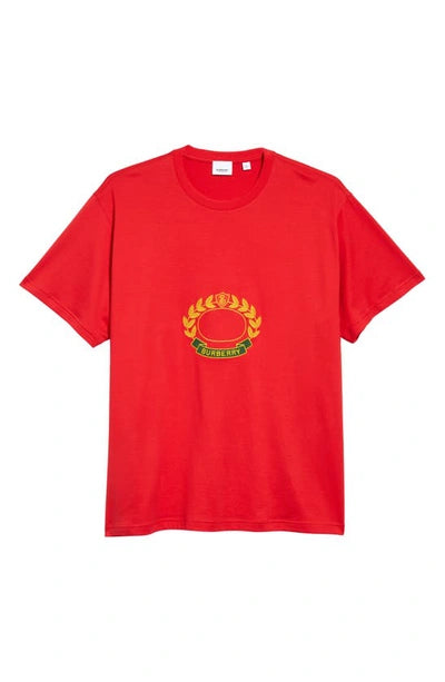 Burberry Red Embroidered Tee
