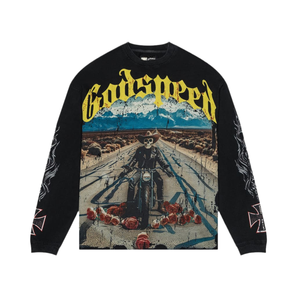 GODSPEED Long Lonely Road LS T-shirt Black Wash