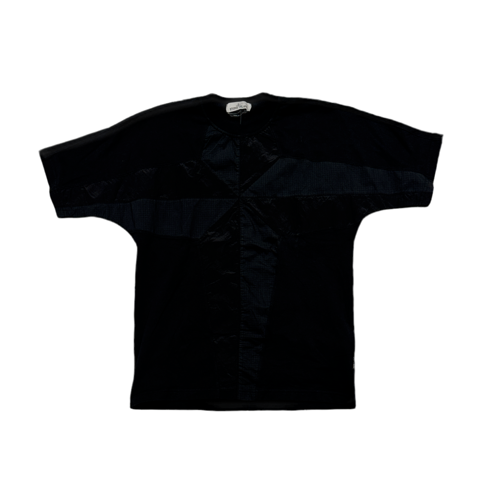 STONE ISLAND BLACK EMBROIDERED TEE