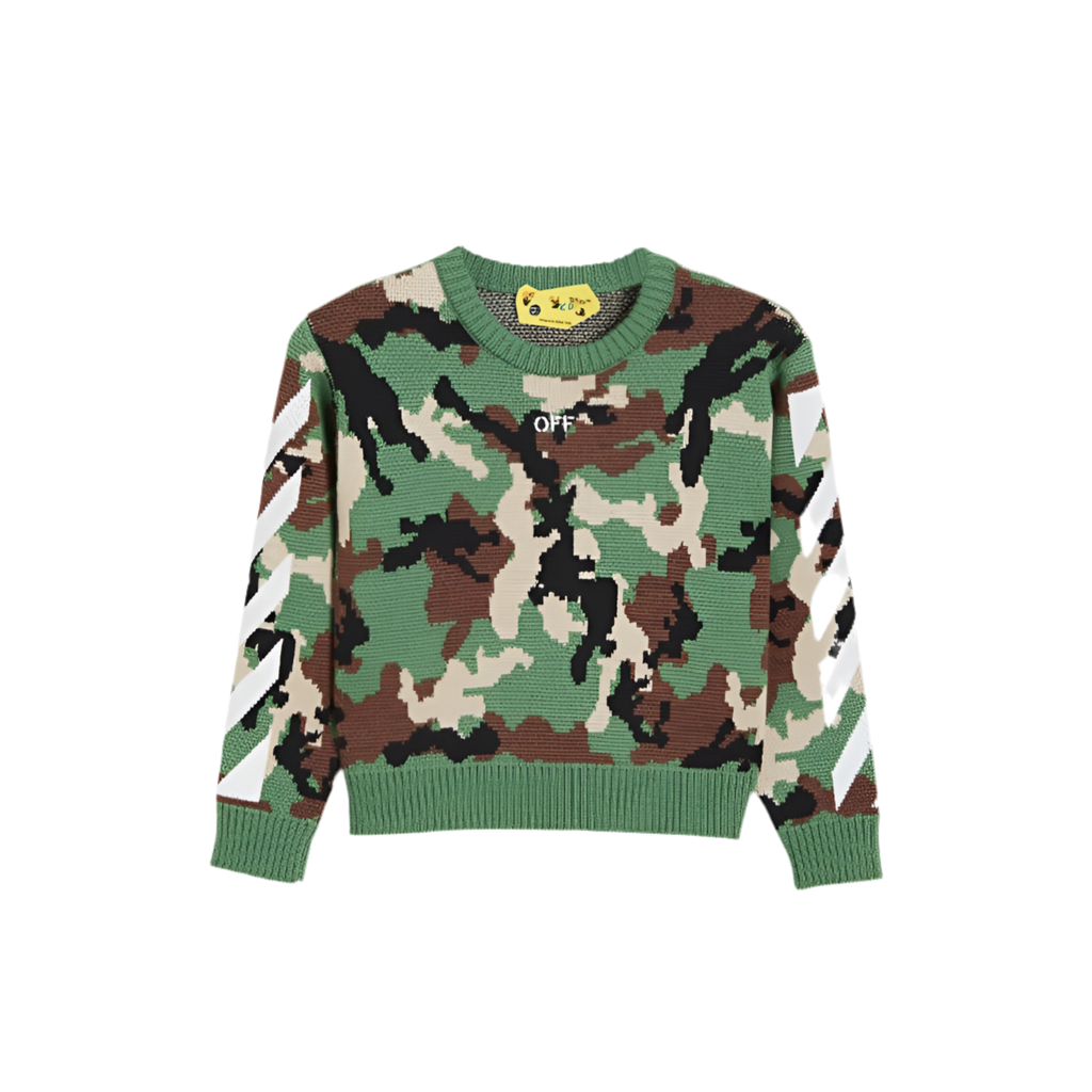 OFF WHITE KID’S LOGO CAMO MILITARY SWEATER