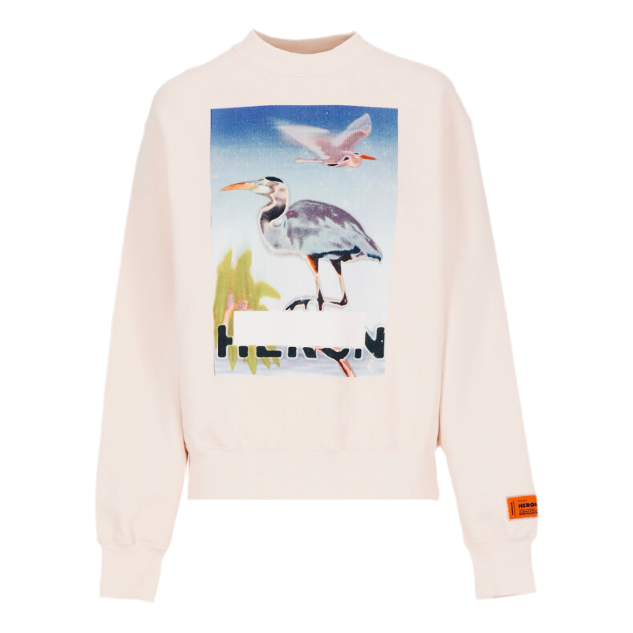 HERON PRESTON PINK COTTON CREWNECK WITH CONTRASTING PRINT