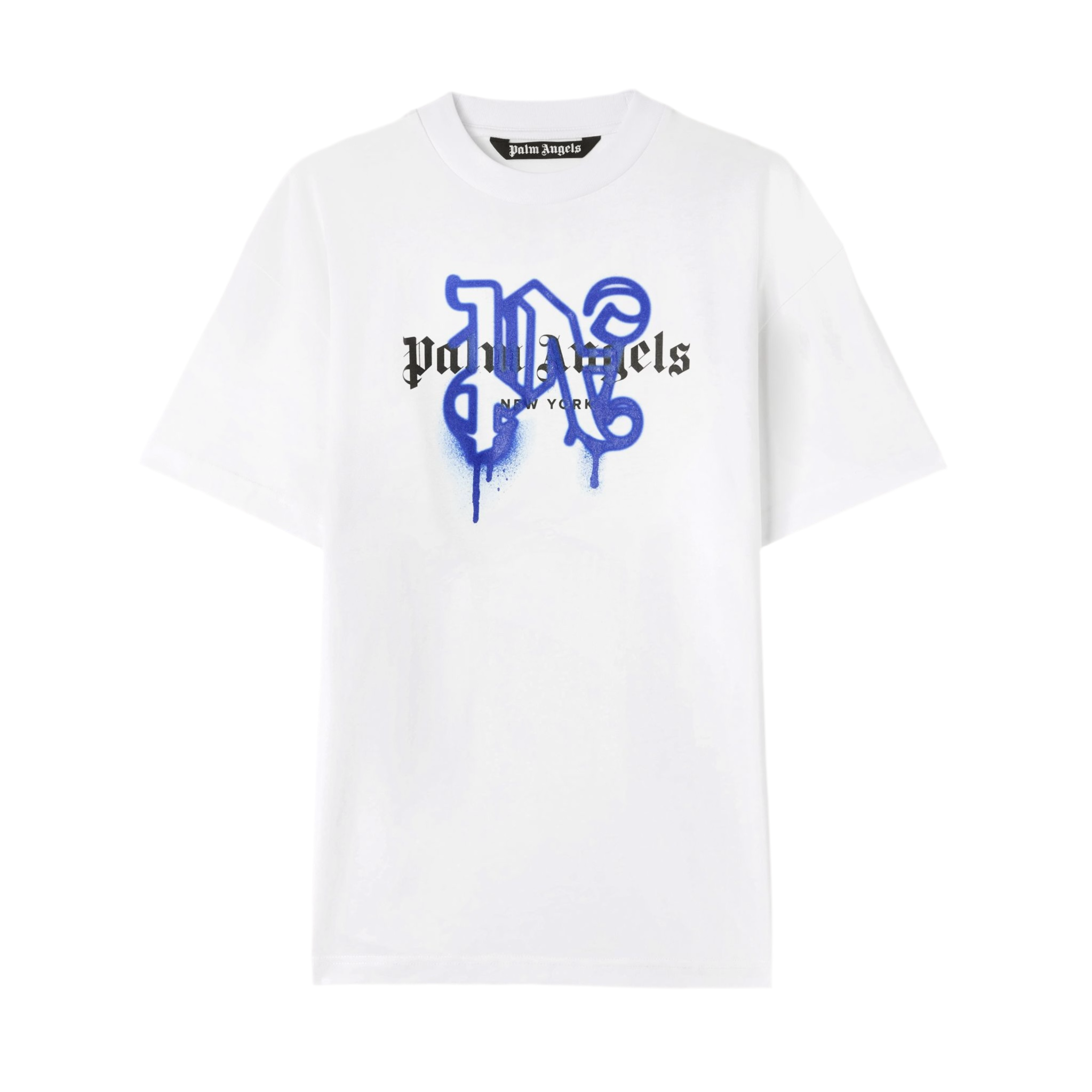 Palm Angels New York Monogram Print Tee White Blue