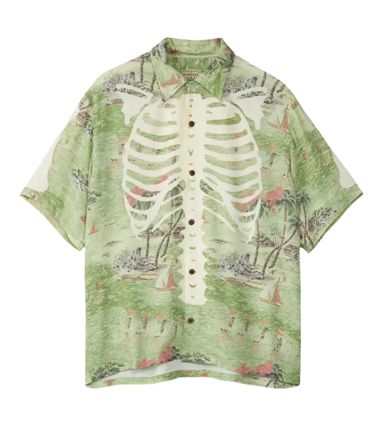 Kapital Bone Wrangle Aloha Hawaiian Shirt GREEN