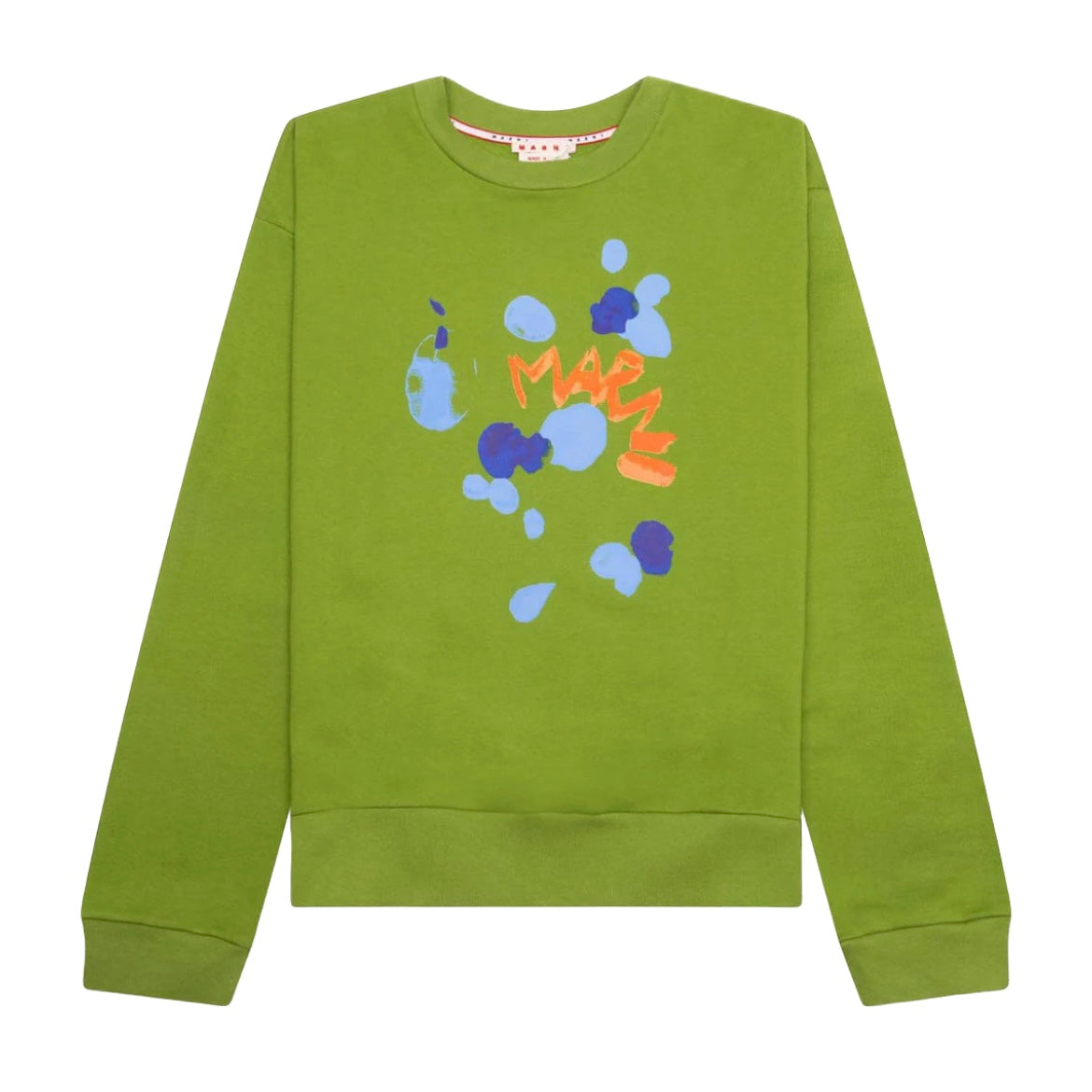 MARNI DRIPPING FLOWER ORGANIC COTTON SWEATSHIRT KIWI