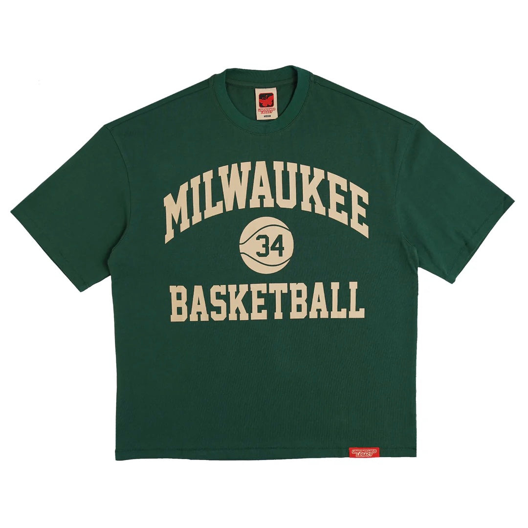 UNFINISHED LEGACY MILWAUKEE BASKETBALL GREEN TEE