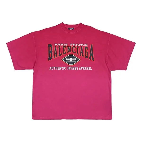 BALENCIAGA AUTHENTIC MOLLETON TEE DARK FUCHSIA