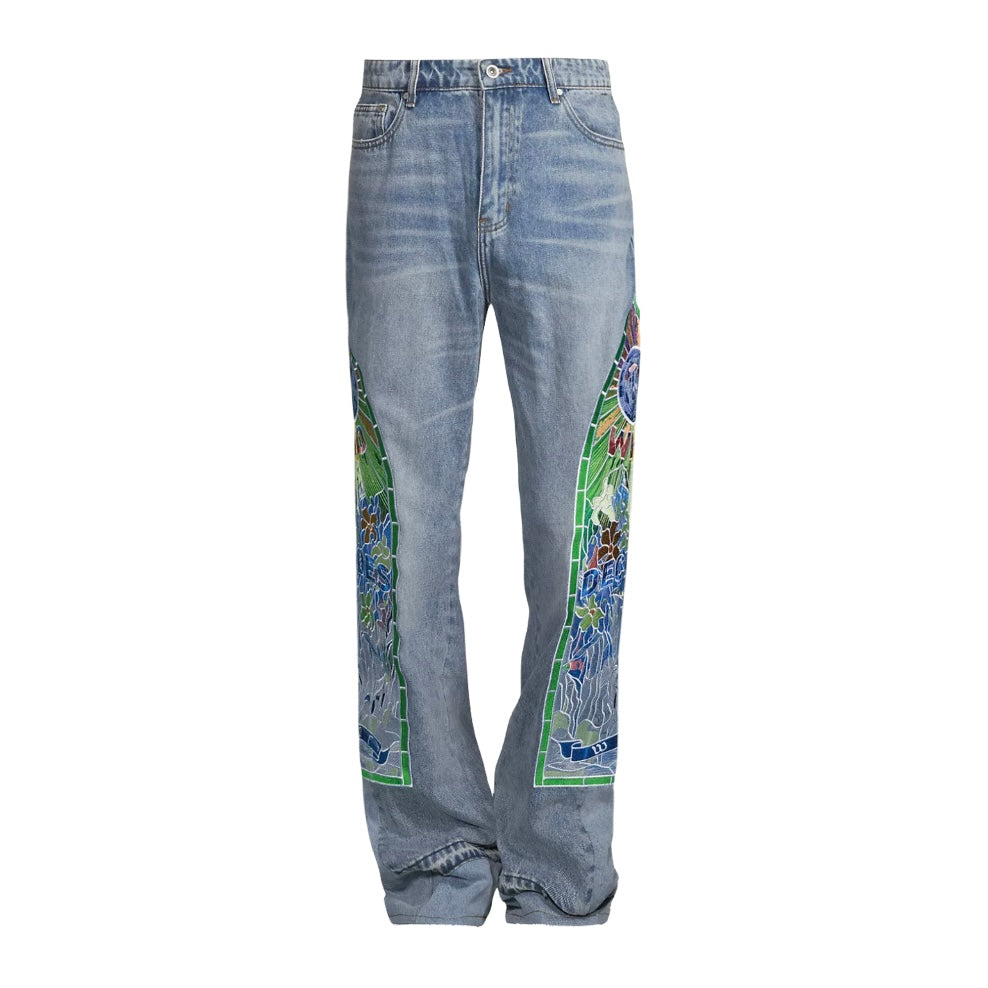 WHO DECIDES WAR COWBOY EMBROIDERED JEANS