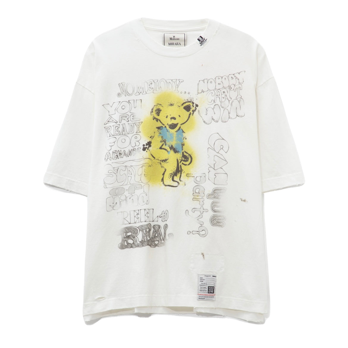 MAISON MIHARA YASUHIRO DISTRESSED T-SHIRT WHITE TEDDY