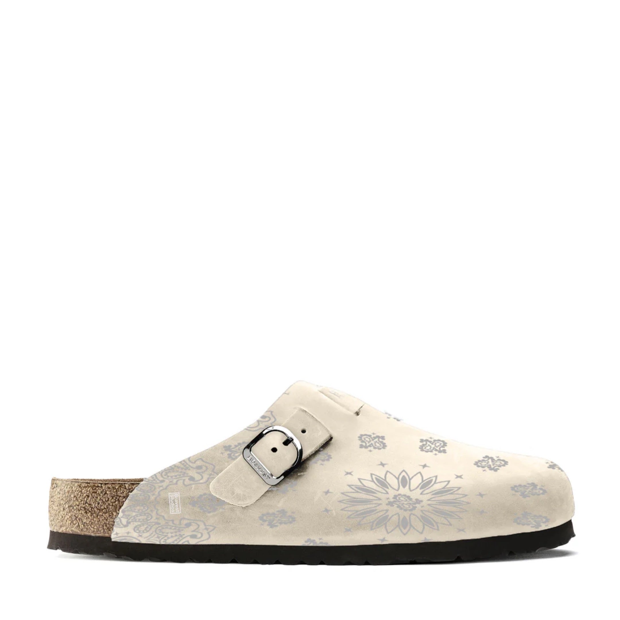 BRAVEST STUDIOS CREAM SUEDE PAISLEY CLOGS