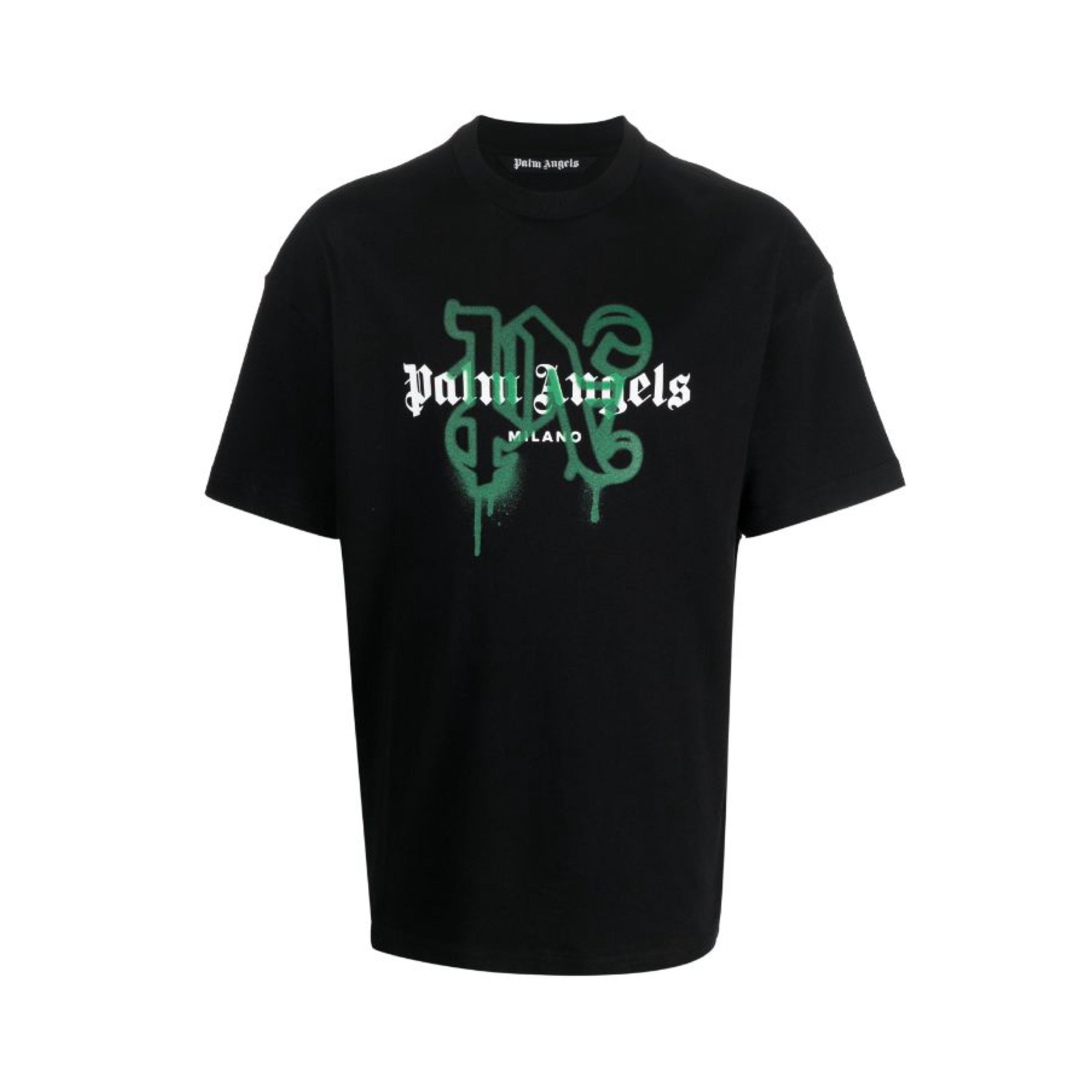 Palm Angels Milano Monogram Print Tee Black Green