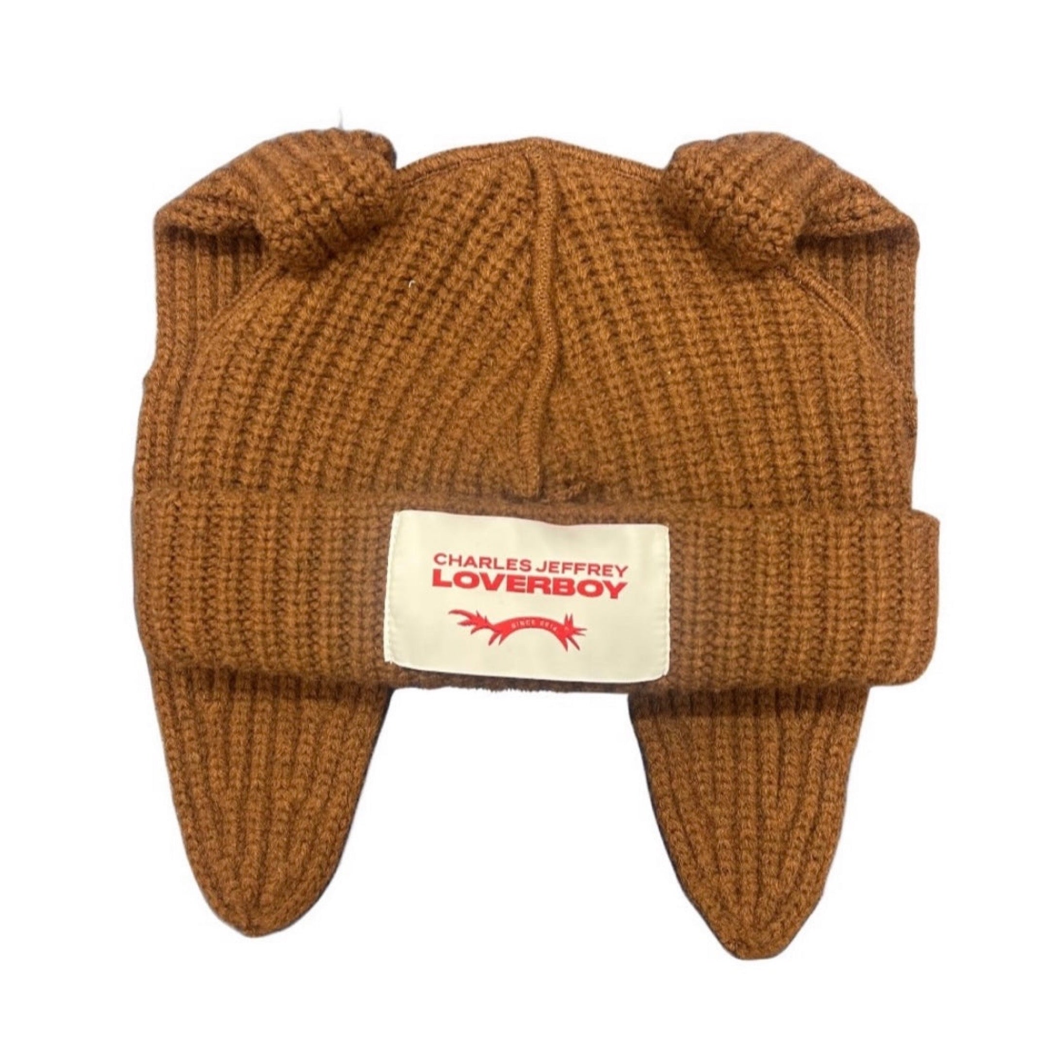 CHARLES JEFFREY LOVERBOY CHUNKY RABBIT BEANIE BROWN