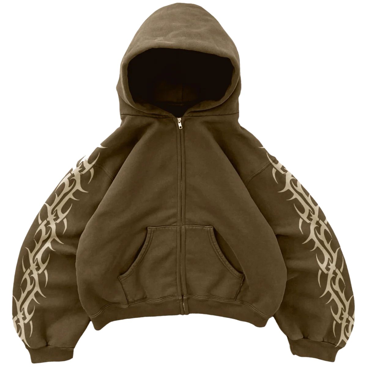 BRAVEST STUDIOS BROWN TRIBAL ZIP UP HOODIE