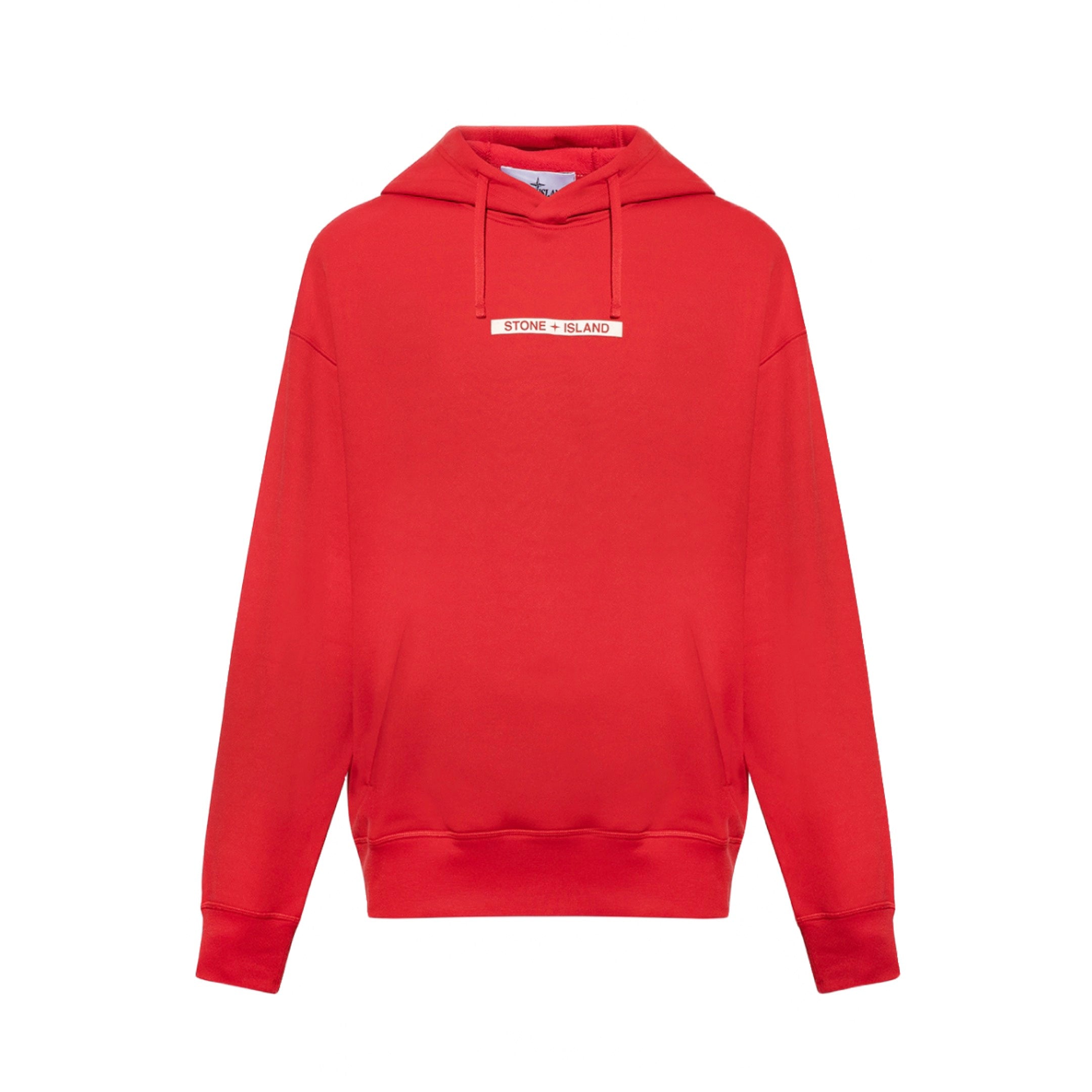 STONE ISLAND RED HOODIE ORGANIC COTTON POLYESTER SEAQUAL