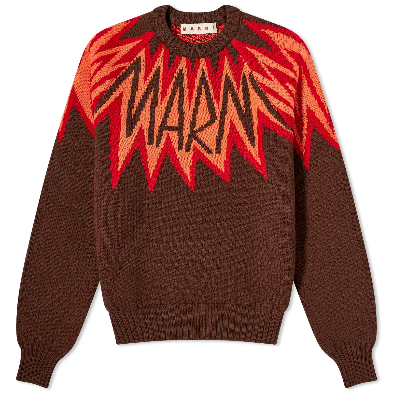 MARNI MAGLIA GIROCOLLO FIRE ISLAND LOGO CHESTNUT