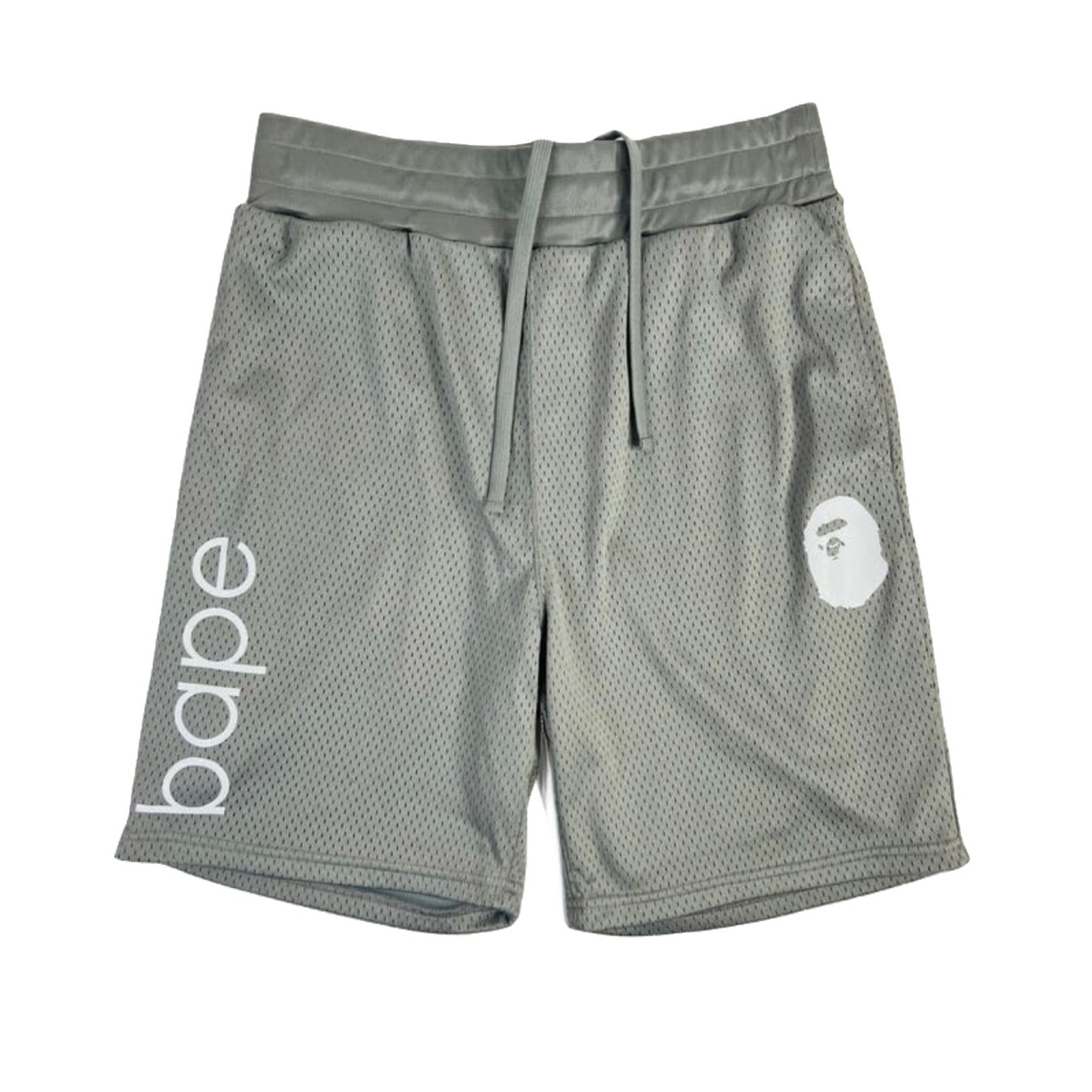 A BATHING APE BAPE GREY DRAWSTRING ACTIVE SHORTS