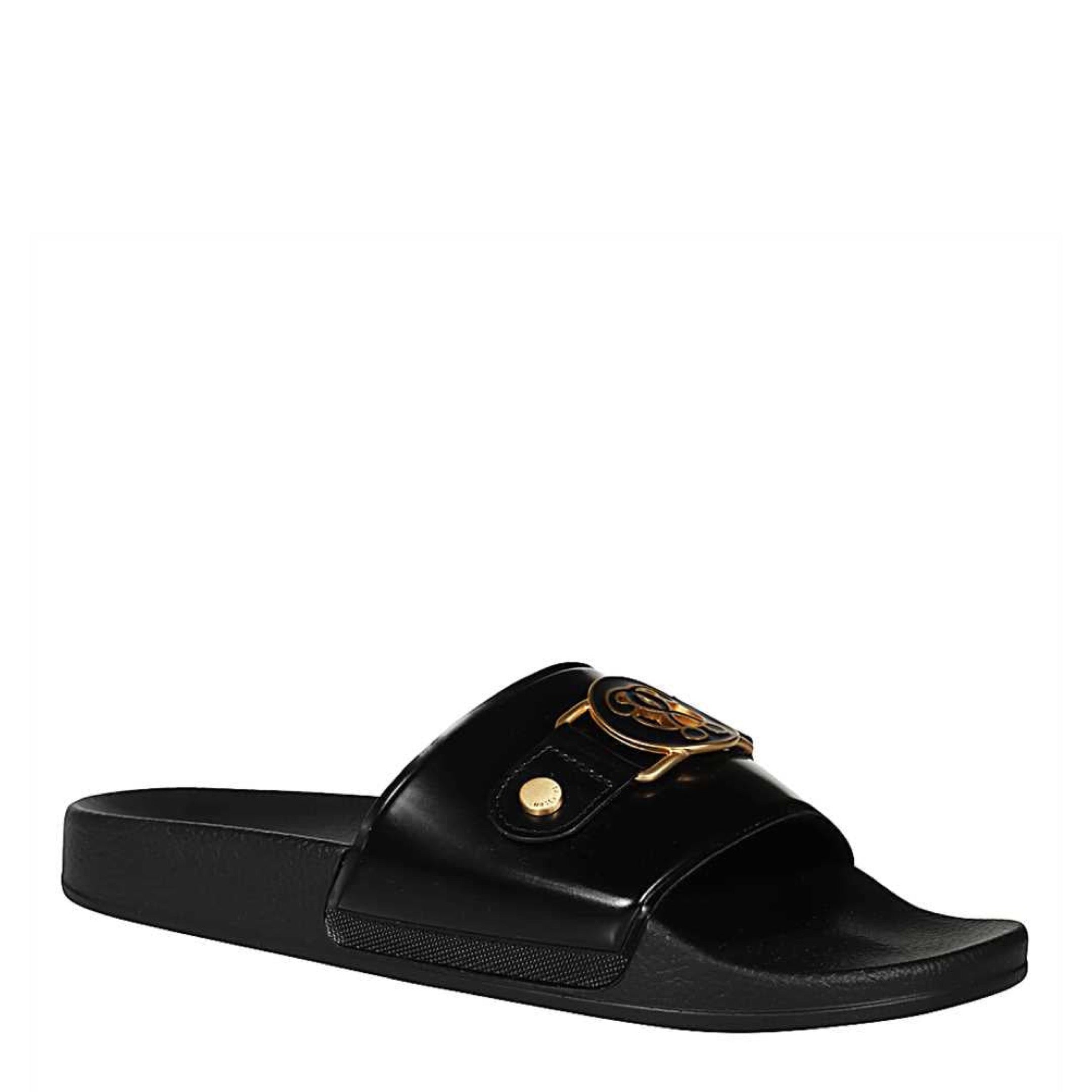 MOSCHINO MB28042G0AG1 DOUBLE QUESTION MARK BLACK SLIDES