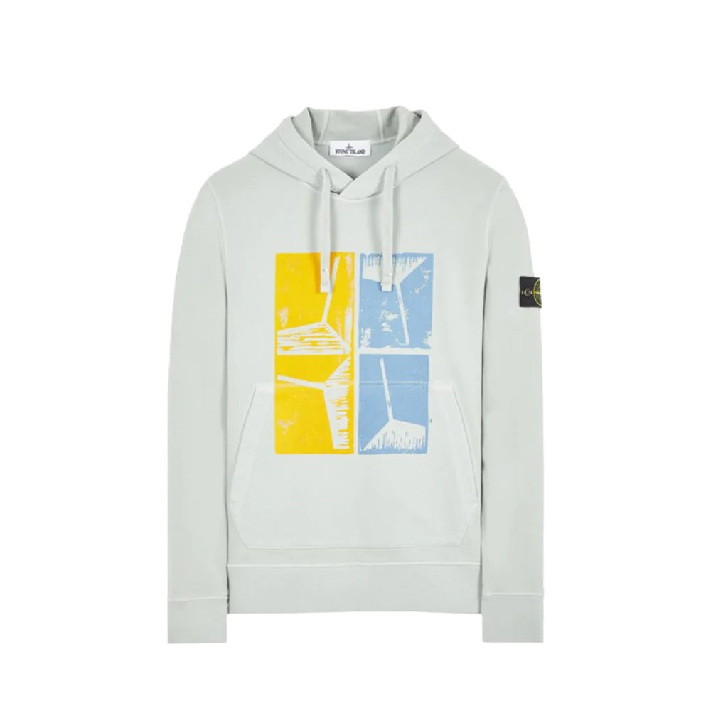 STONE ISLAND 64182 'XILOGRAFIA FOUR' PEARL GREY SWEATSHIRT