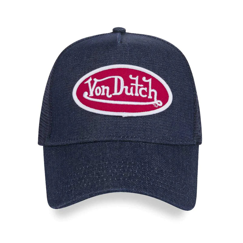 VON DUTCH DARK DENIM WITH RED & WHITE LOGO TRUCKER